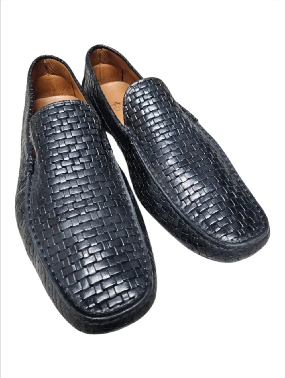 AQUATALIA | Bruce Black Woven Leather Driving Loafers Men's 13 Made in Italy